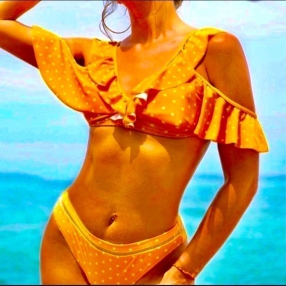 SALE! Host Pick! NWT Orange and White Polka Dot Bikini Set. PRICE FIRM ;Reg $48) - Picture 1 of 6